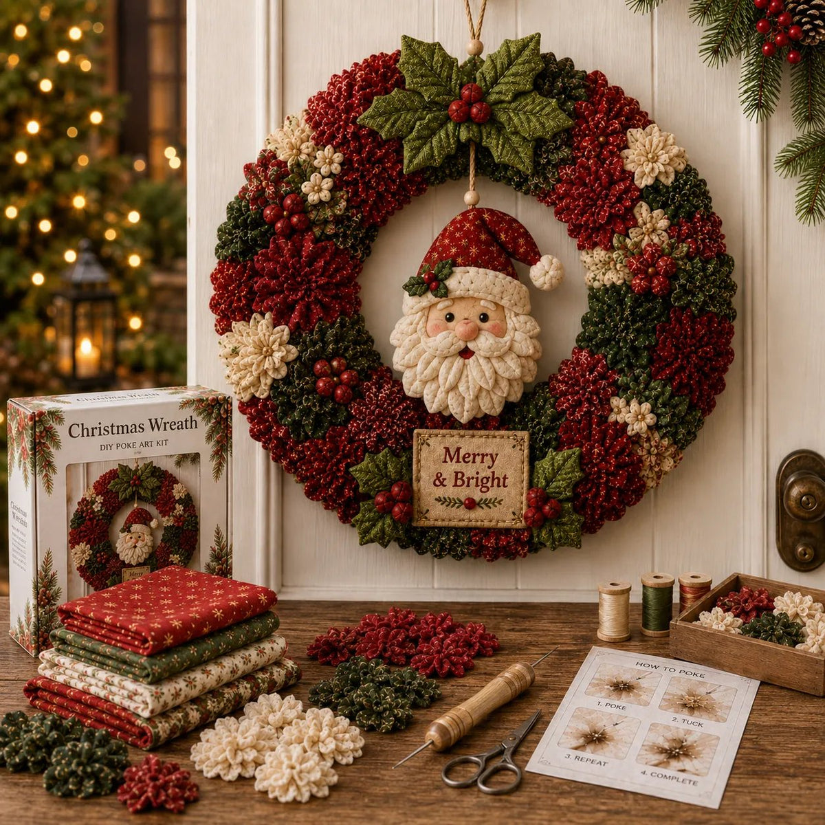 Make A Christmas Wreath You'll Be Proud To Display ❤️ 3D Fabric Poke DIY Kit With Tutorial & Guide Included