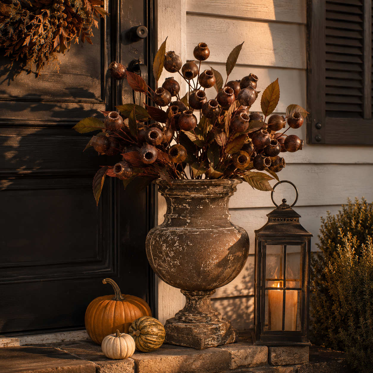 Vintage Faux Seed Pod Bundle – 3 Decorative Stems, 15 Pods