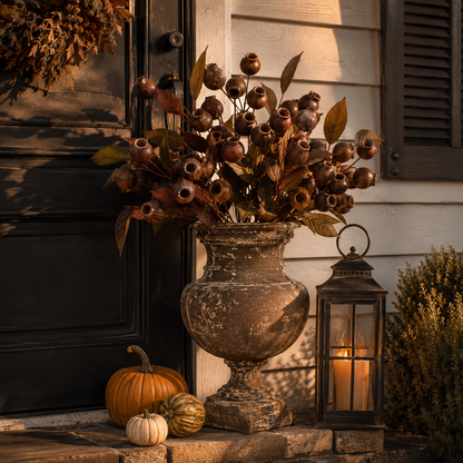 Vintage Faux Seed Pod Bundle – 3 Decorative Stems, 15 Pods