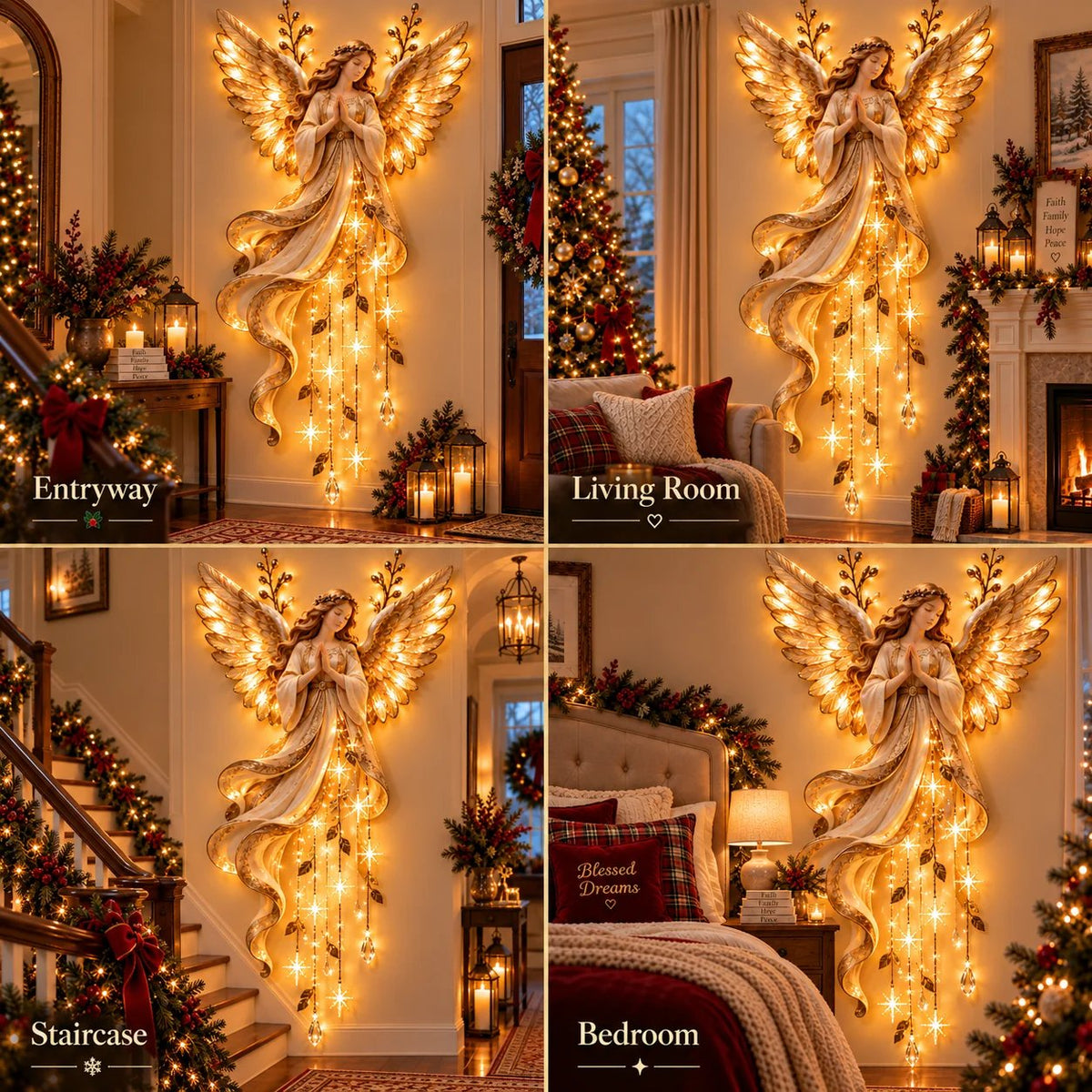 👼✨ Heavenly Angel Starfall Wall Light – Faith-Filled Christmas Glow & Blessing Decor