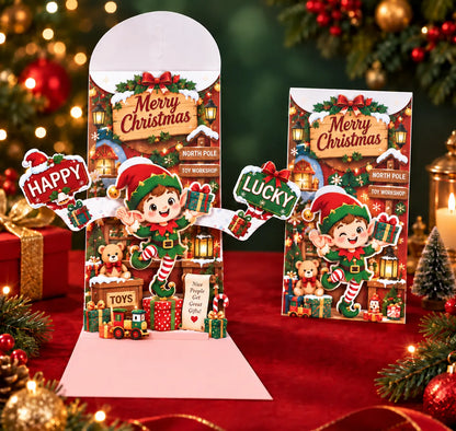 Handmade 3D Christmas Money Card – Pop-Up Holiday Card with Cash Envelope & Message Space 💌✍💵