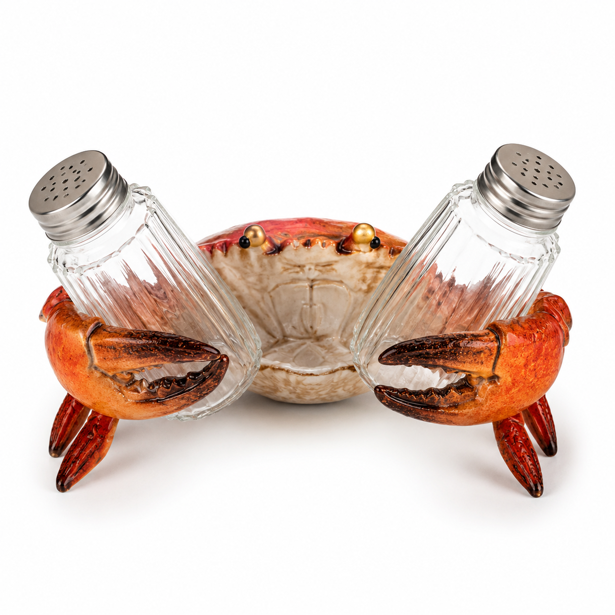 Coastal Animal Salt & Pepper Shaker Holder Set – Includes 2 Glass Shakers