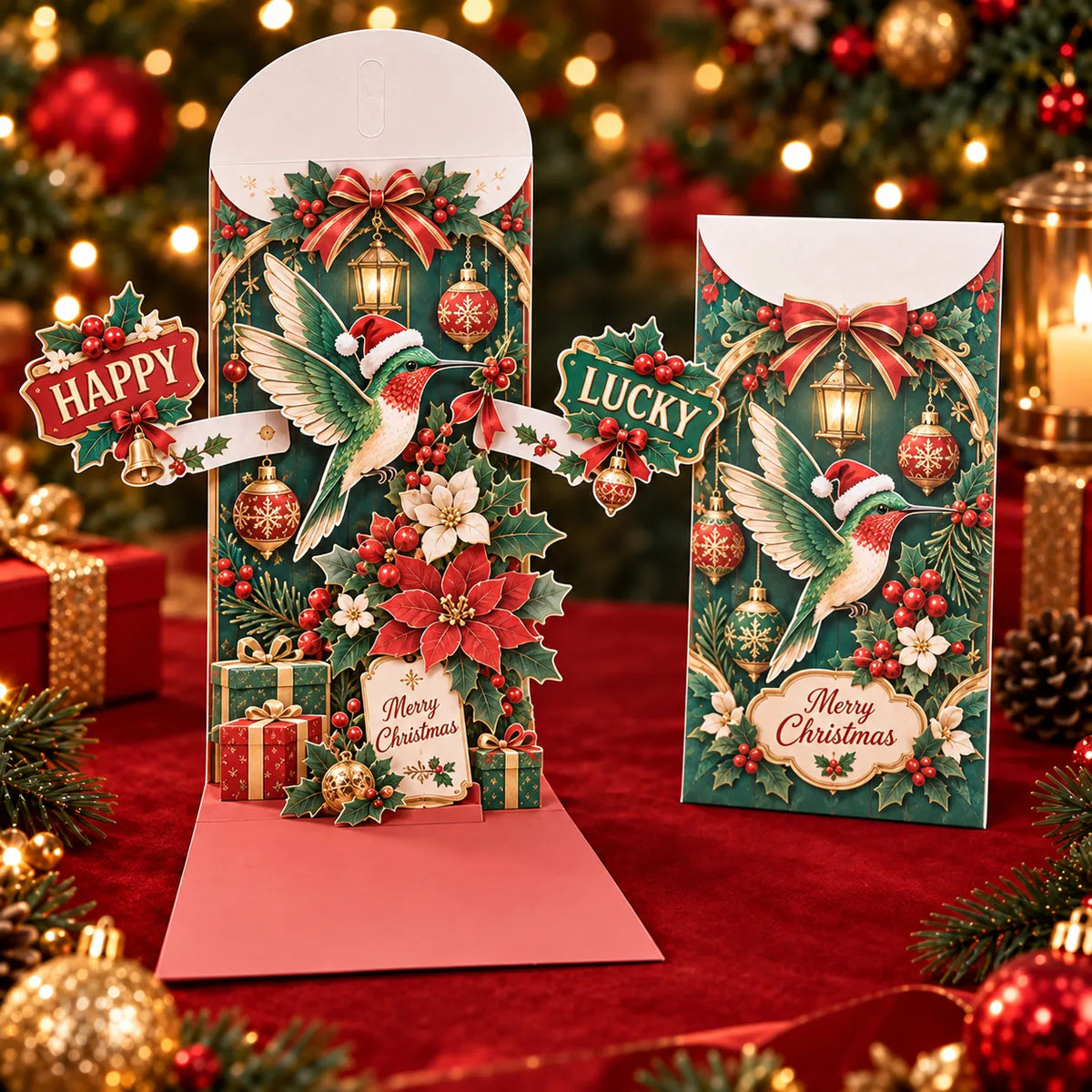 Handmade 3D Christmas Money Card – Pop-Up Holiday Card with Cash Envelope & Message Space 💌✍💵