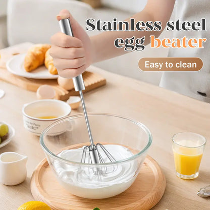 Stainless Steel Hand-Push Rotary Whisk – Effortless Mixing in Seconds