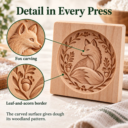 🍪 Woodland Animal Cookie Mold | 4.7-Inch Wooden Embossing Mold for Cozy Homemade Cookies
