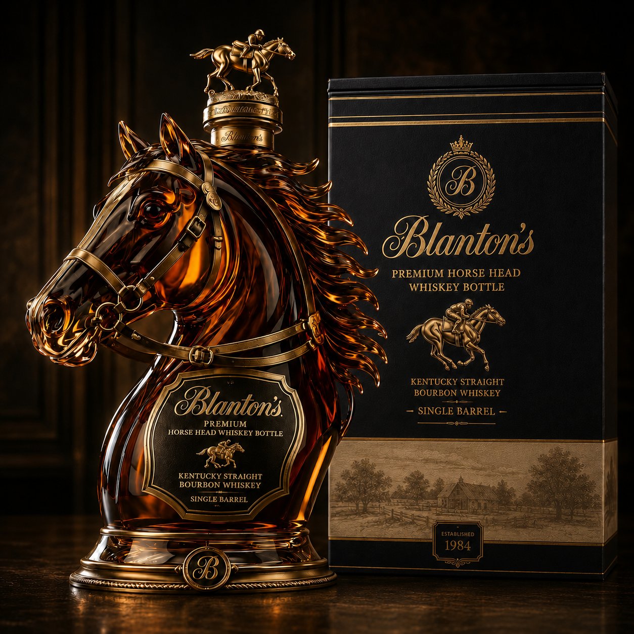 Blanton's Horse Head Single Barrel Bourbon Whiskey Bottle