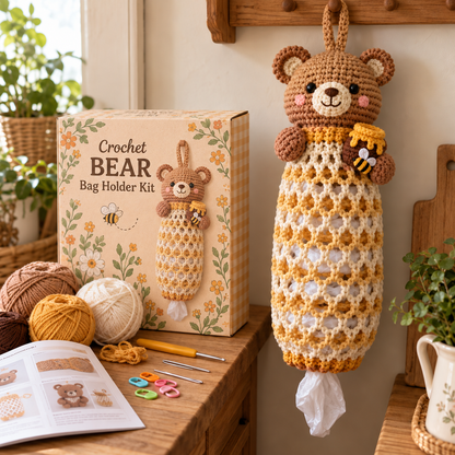 🔥LAST DAY 49% OFF – 🌼 Cottage Harvest Keepers™ — Crochet Animal Bag Holder DIY Kit | 11 Adorable Designs