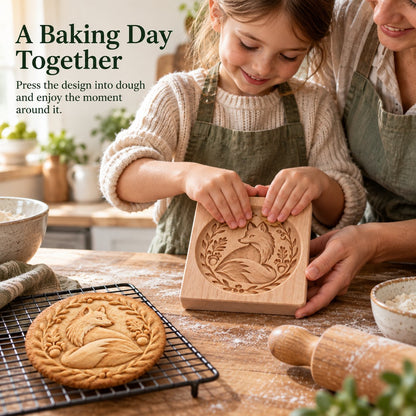 🍪 Woodland Animal Cookie Mold | 4.7-Inch Wooden Embossing Mold for Cozy Homemade Cookies