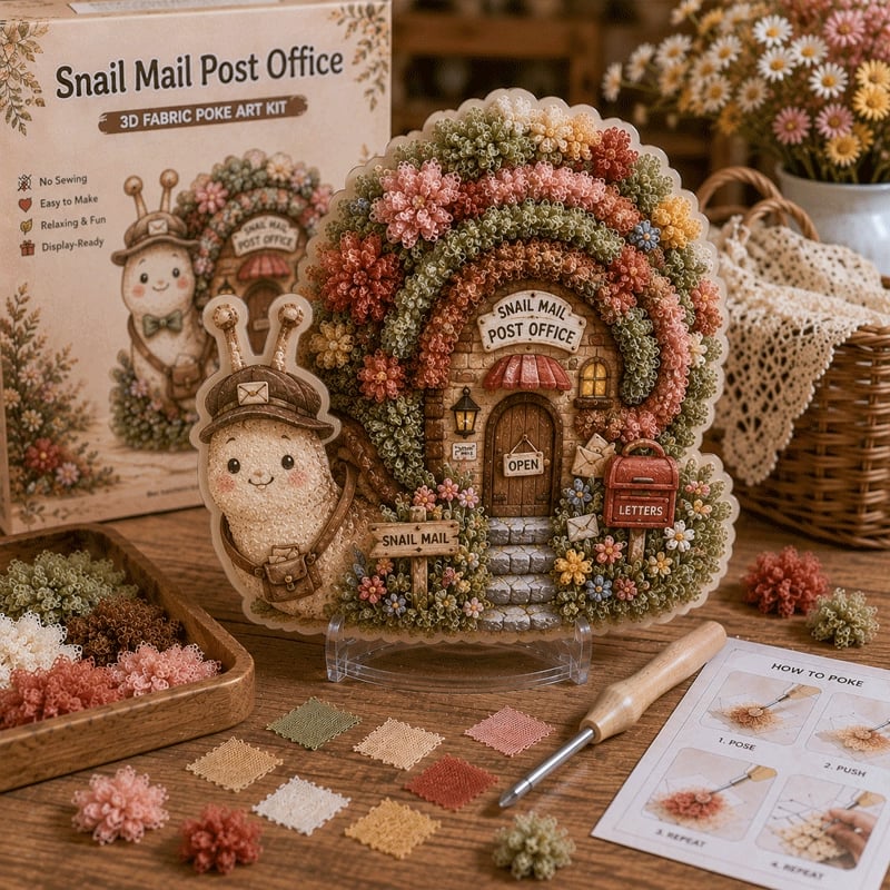 🍄Whimsical Village 3D Fabric Poke Art Kit