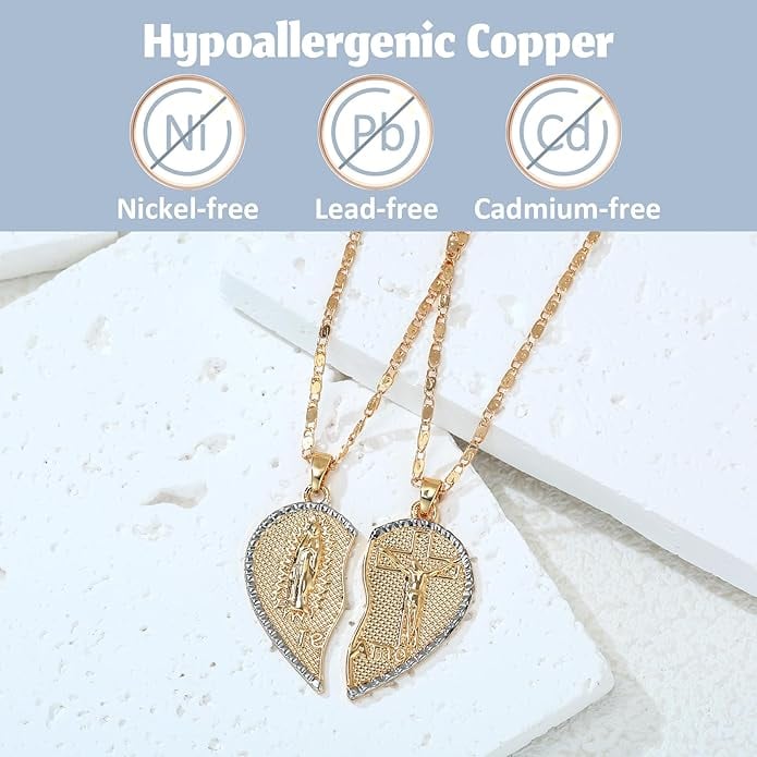 ✝️❤️Virgin Mary Layered Heart Combination Prayer Couple Necklace