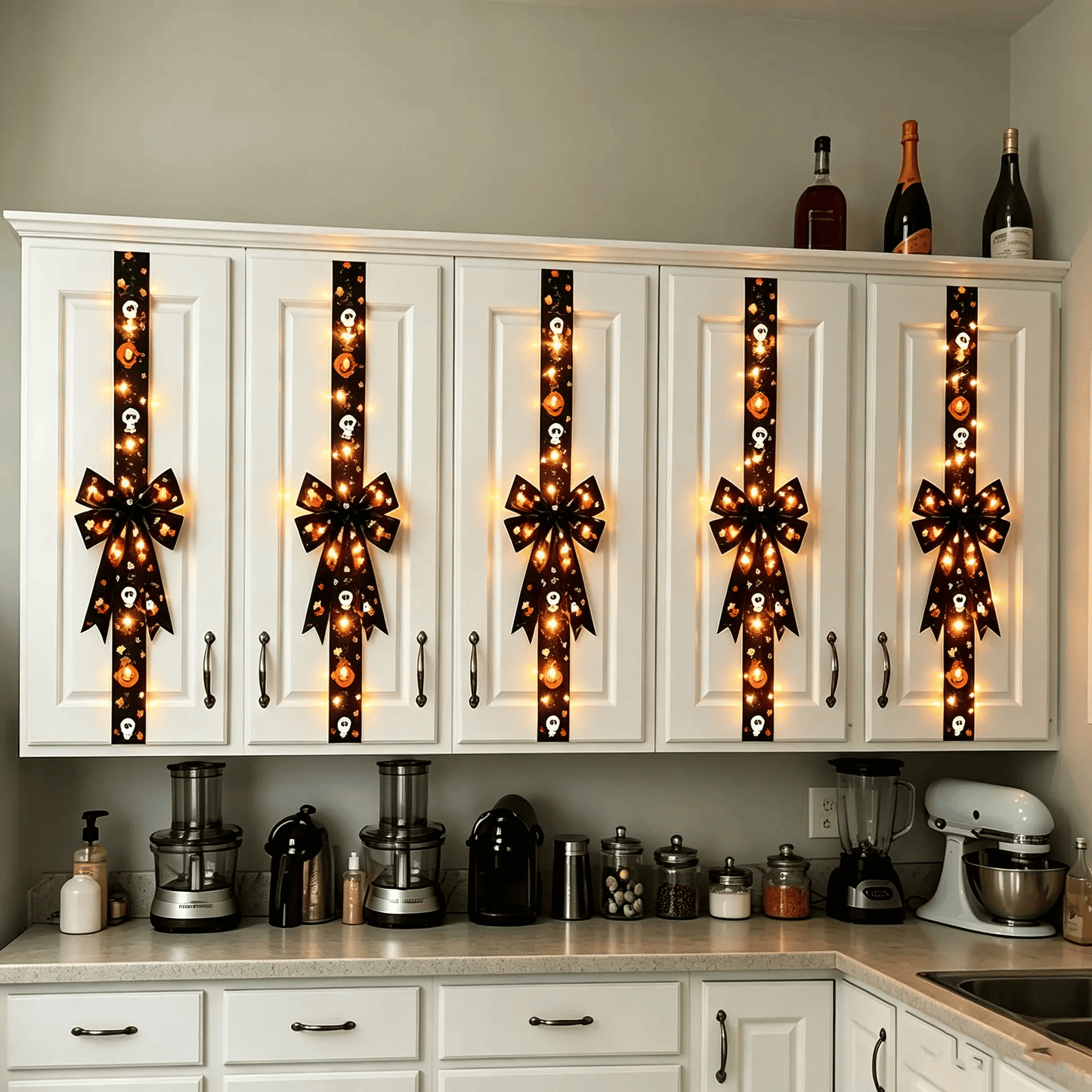 🎃4PCS Light-Up Halloween Tassel Decor With Orange Bow