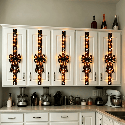 🎃4PCS Light-Up Halloween Tassel Decor With Orange Bow