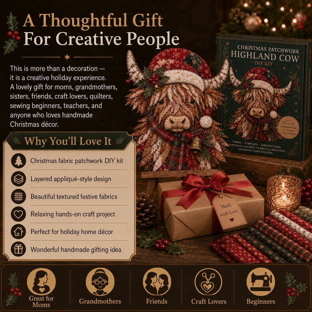 🎅Christmas Patchwork Fabric DIY Decor Kit