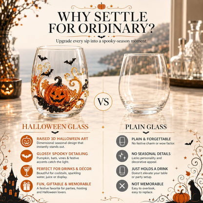 🎃 👻🍹 3D Halloween Glass Collection – Pumpkin, Ghost & Bat Designs for the Ultimate Fall Drinkware