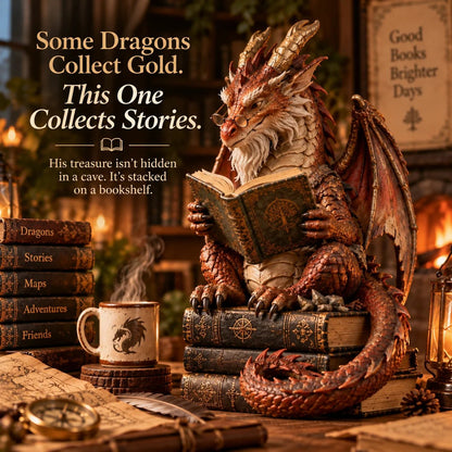 🐉 Wandering Scholar Dragon Figurine | Book Lover Décor