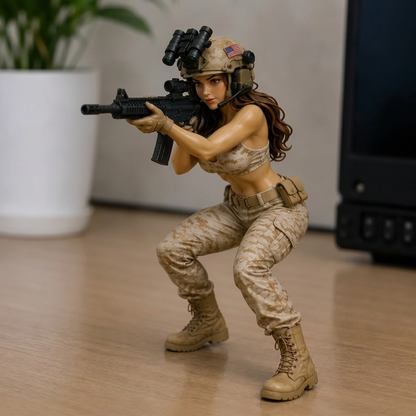 Badass Tactical Girl Desk Statue