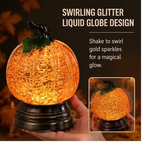 Glitter Lighted Pumpkin Snow Globe
