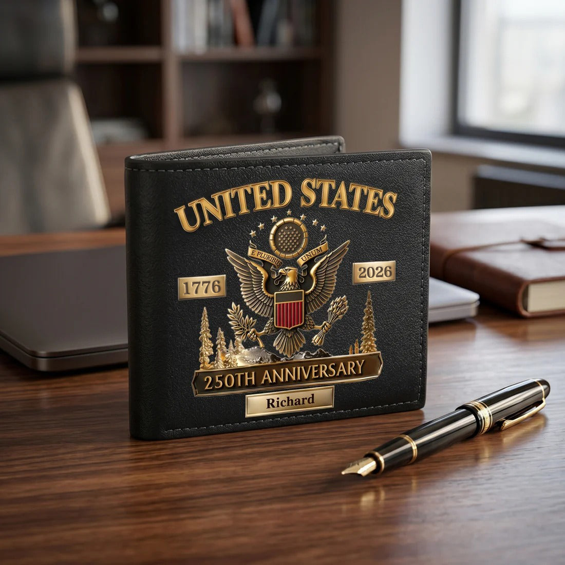 🎁Personalized U.S. Army 250th Anniversary Leather RFID BLOCKING Wallet