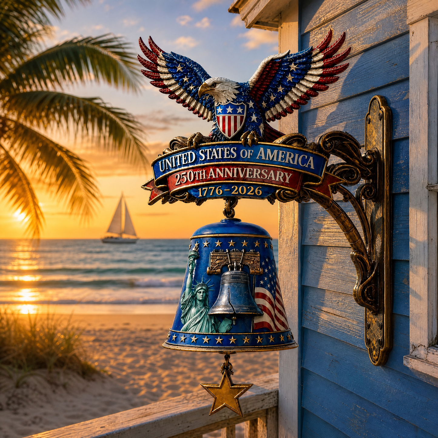 USA 250th Anniversary Patriotic Wall Bell