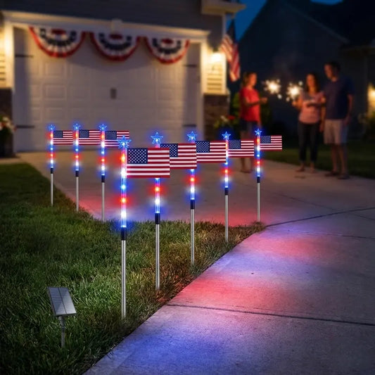 49% OFF This Week Promotions🎉🎉Solar Flag Lights - 8 Modes Waterproof Outdoor Decorative Stake Lights