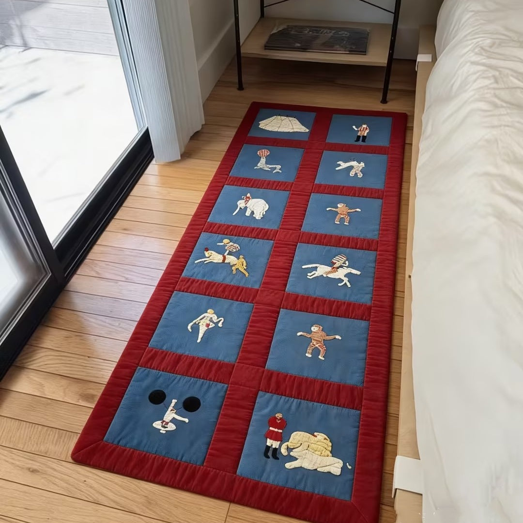Vintage Circus Themed Washable Runner Rug