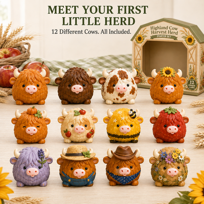 Highland Cow Harvest Herd Squishy Set