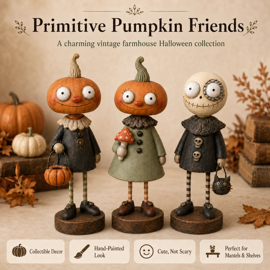 Primitive Pumpkin Friends three piece Halloween collection