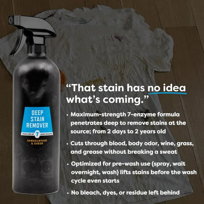 Deep-Penetrating Fabric Stain & Odor Remover — 7-Enzyme Powerful Stain Cleaner