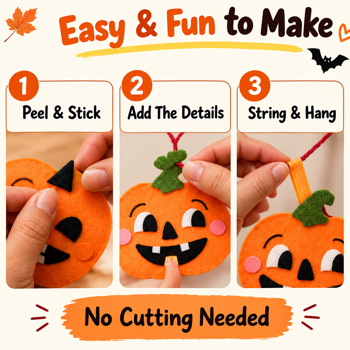 Three simple steps to make the Halloween garland