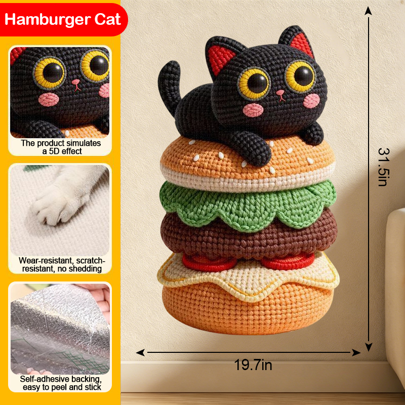 5D Woven Cat Scratcher Mat, Cat Scratching Design for Indoor Cats, Protects Walls, Sofas, Couches and Doors