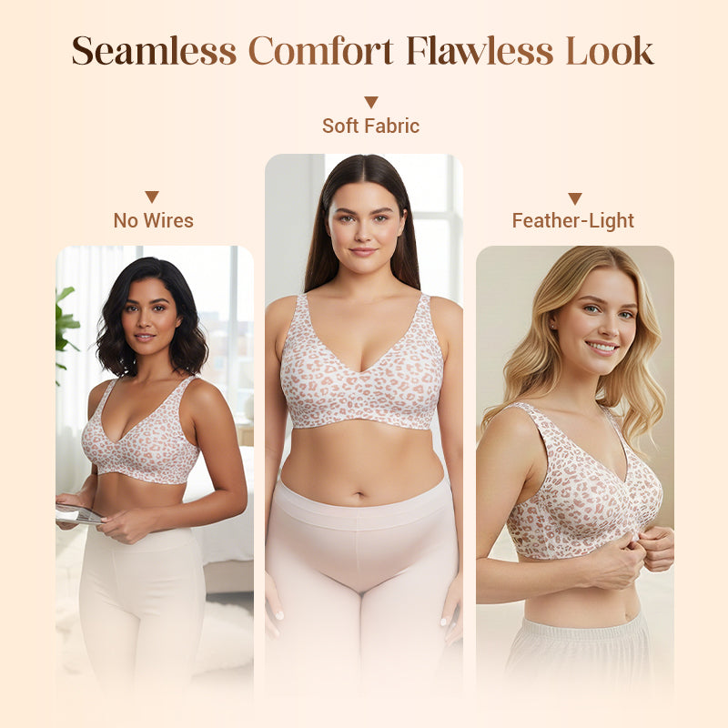 💗Summer Hot Sale⚡50K+ SOLD💕 Jelly Wireless Womens Comfortable Wireless Bras Push Up Bralettes Seamless T-shirts Bras Deep V Everyday Bras