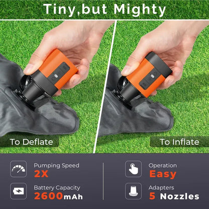 Portable Mini Air Pump — 3-in-1 Electric Inflator/Deflator with LED Light, Ideal for Camping, Pool Floats, and Travel
