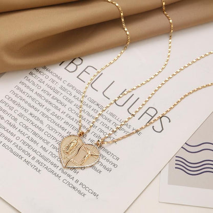 ✝️❤️Virgin Mary Layered Heart Combination Prayer Couple Necklace