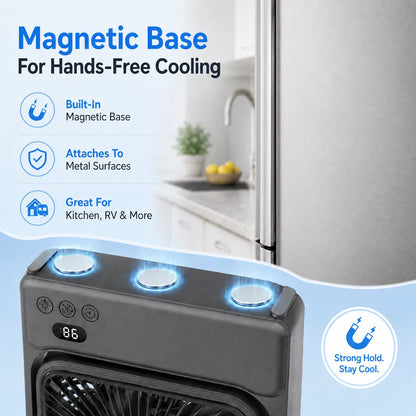 🧲Rechargeable Magnetic Portable Fan With Light 🧊& Remote Control