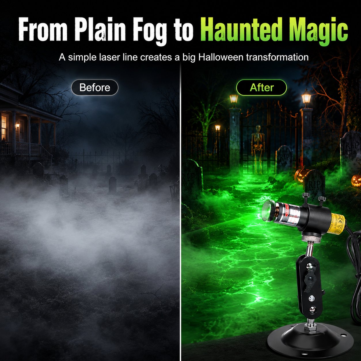 👻🟢 Halloween Green Laser Fog Projector – Create An Instant Haunted Swamp
