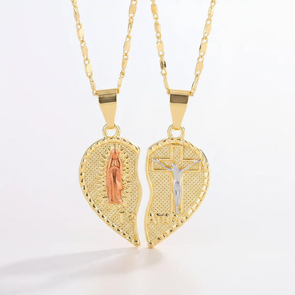 ✝️❤️Virgin Mary Layered Heart Combination Prayer Couple Necklace
