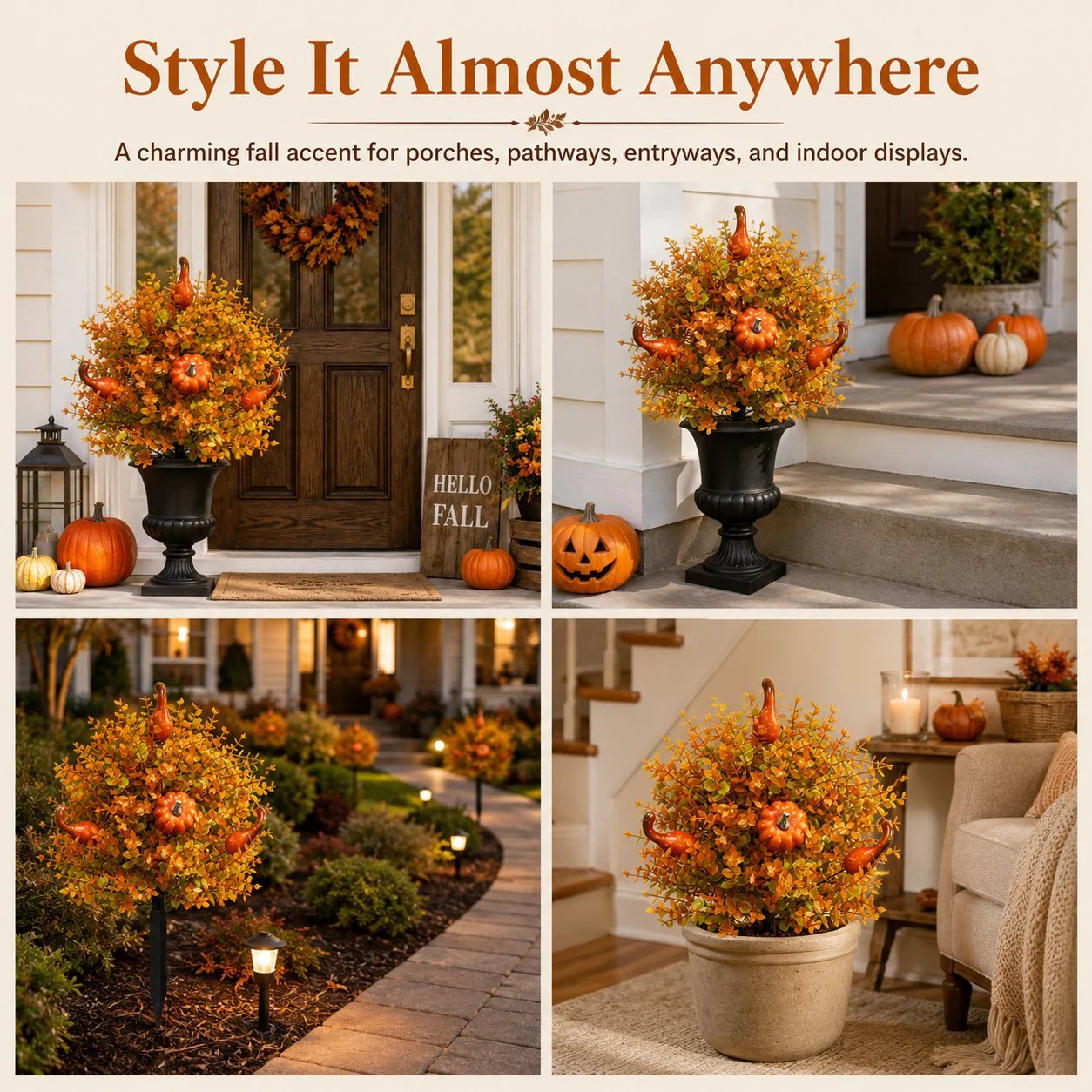 🍂🧡Artificial Fall Pumpkin Tree Stakes
