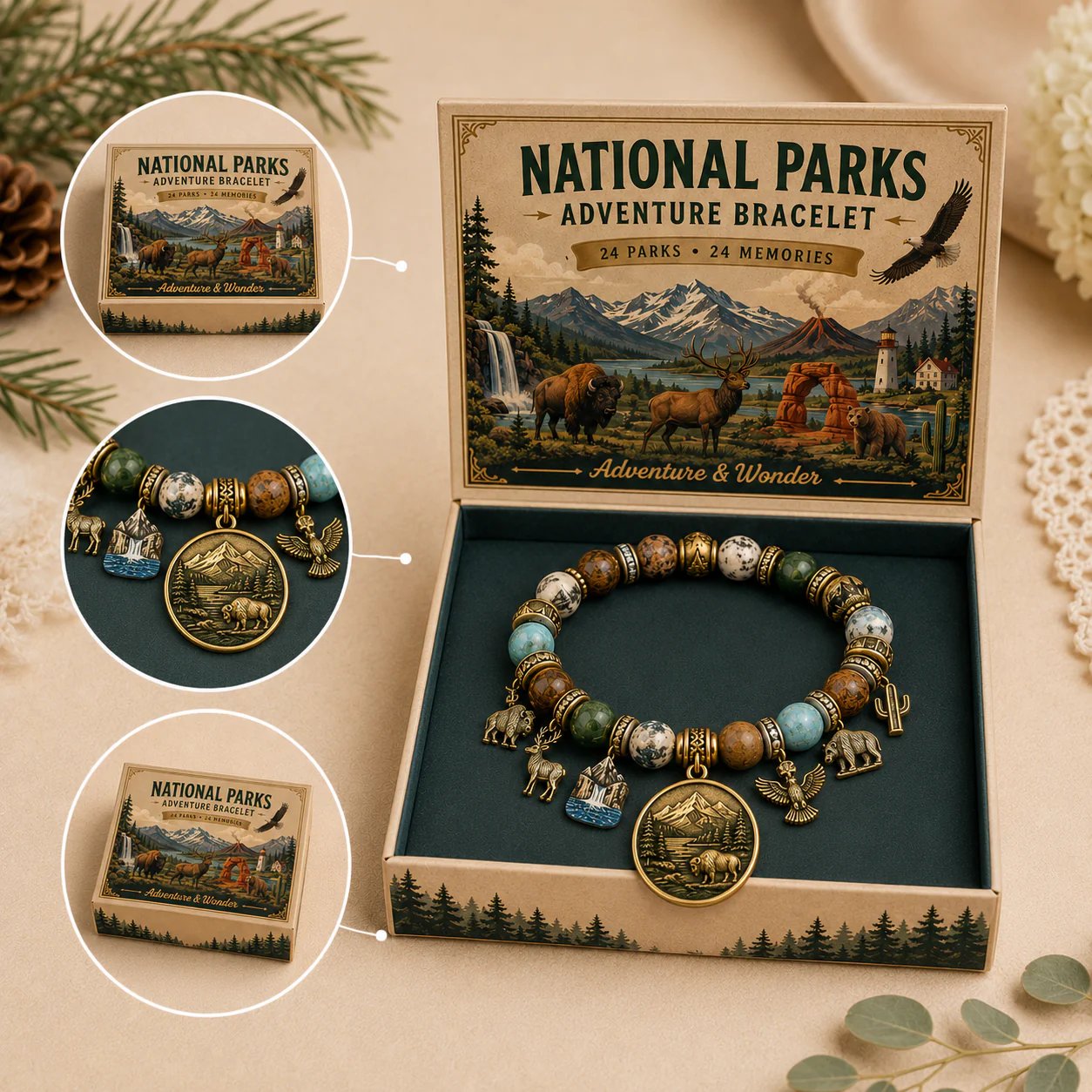 🏞️ -National Nature Park Faith Bracelet – Meaningful Vintage Nature & Wildlife Souvenir Bracelet