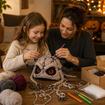 ? LAST DAY 49% OFF – ? Halloween Monster Hood DIY Crochet Kit | Premium Soft Yarn Materials with Step-by-Step Guide DIY Handmade Wearable Character Hood ??✨