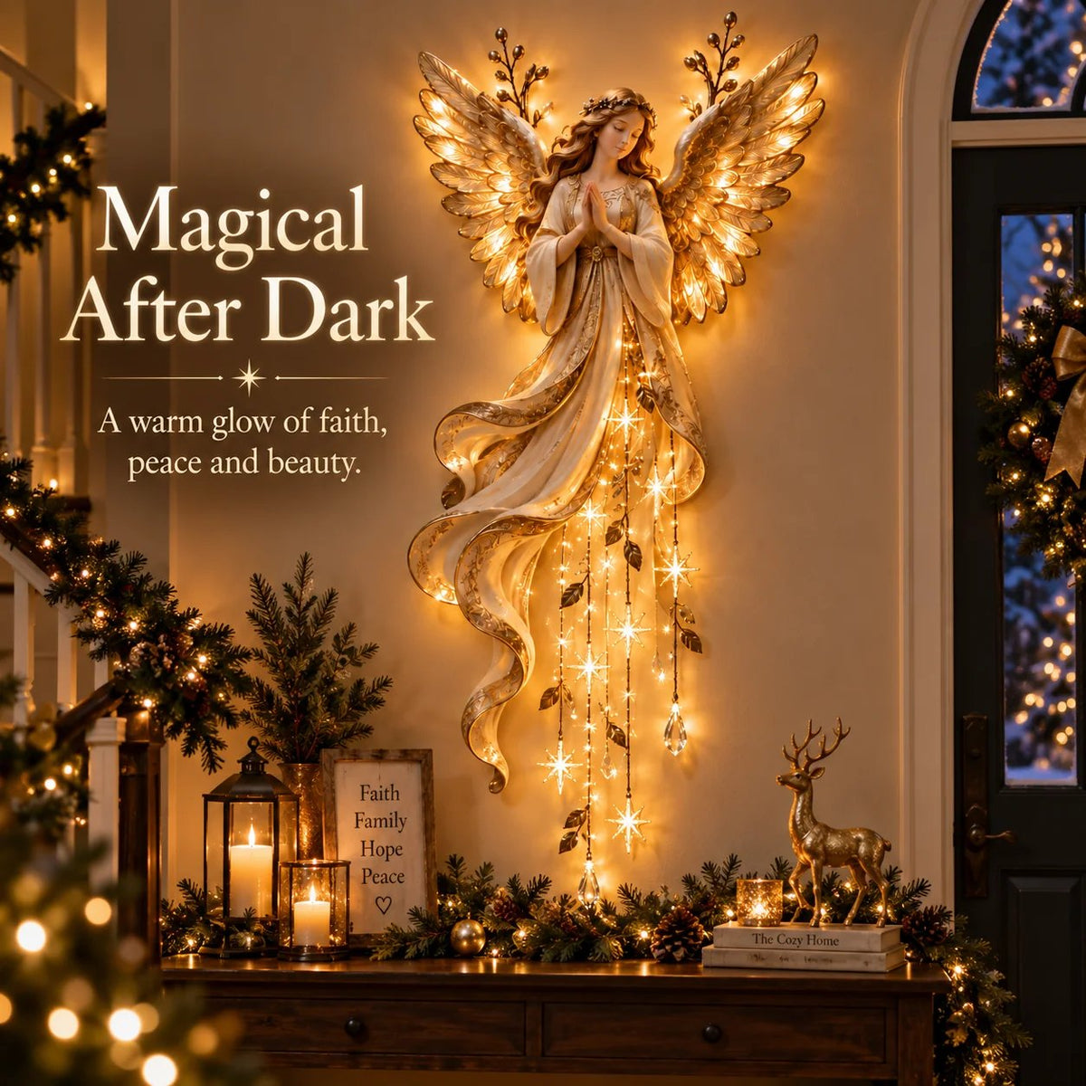 👼✨ Heavenly Angel Starfall Wall Light – Faith-Filled Christmas Glow & Blessing Decor
