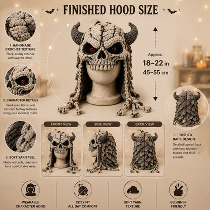 ? LAST DAY 49% OFF – ? Halloween Monster Hood DIY Crochet Kit | Premium Soft Yarn Materials with Step-by-Step Guide DIY Handmade Wearable Character Hood ??✨
