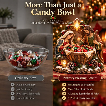 Nativity Blessing Bowl™ | Lighted Christmas Treat Bowl with Mary, Joseph & Bethlehem Star 🎄