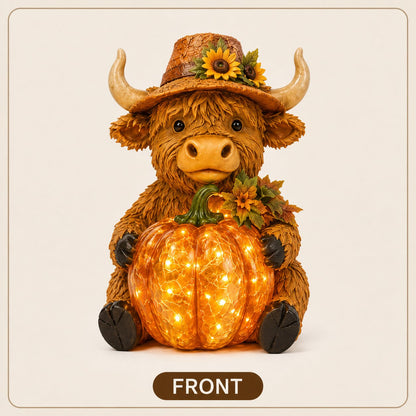 🐮🎃Solar Highland Cow Pumpkin Light