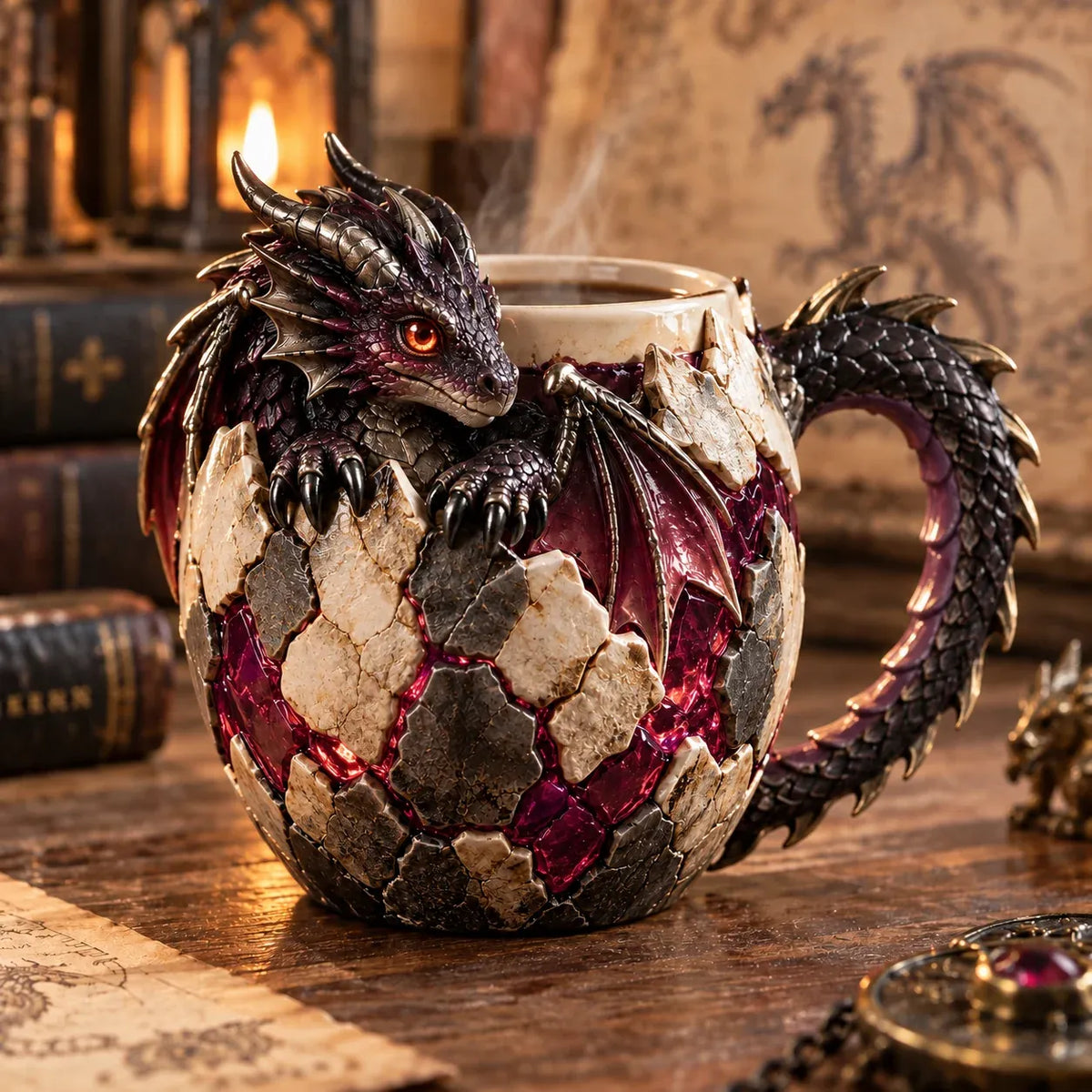 ⏳ Last Day 49% OFF – 🐉 Dragonbound Realms™ Sculpted Dragon Mug Collection | 6 Fantasy Realm Designs with Raised 3D Dragon Details ☕