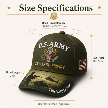 U.S. Army 250th Anniversary Commemorative Embroidered Cap 🇺🇸