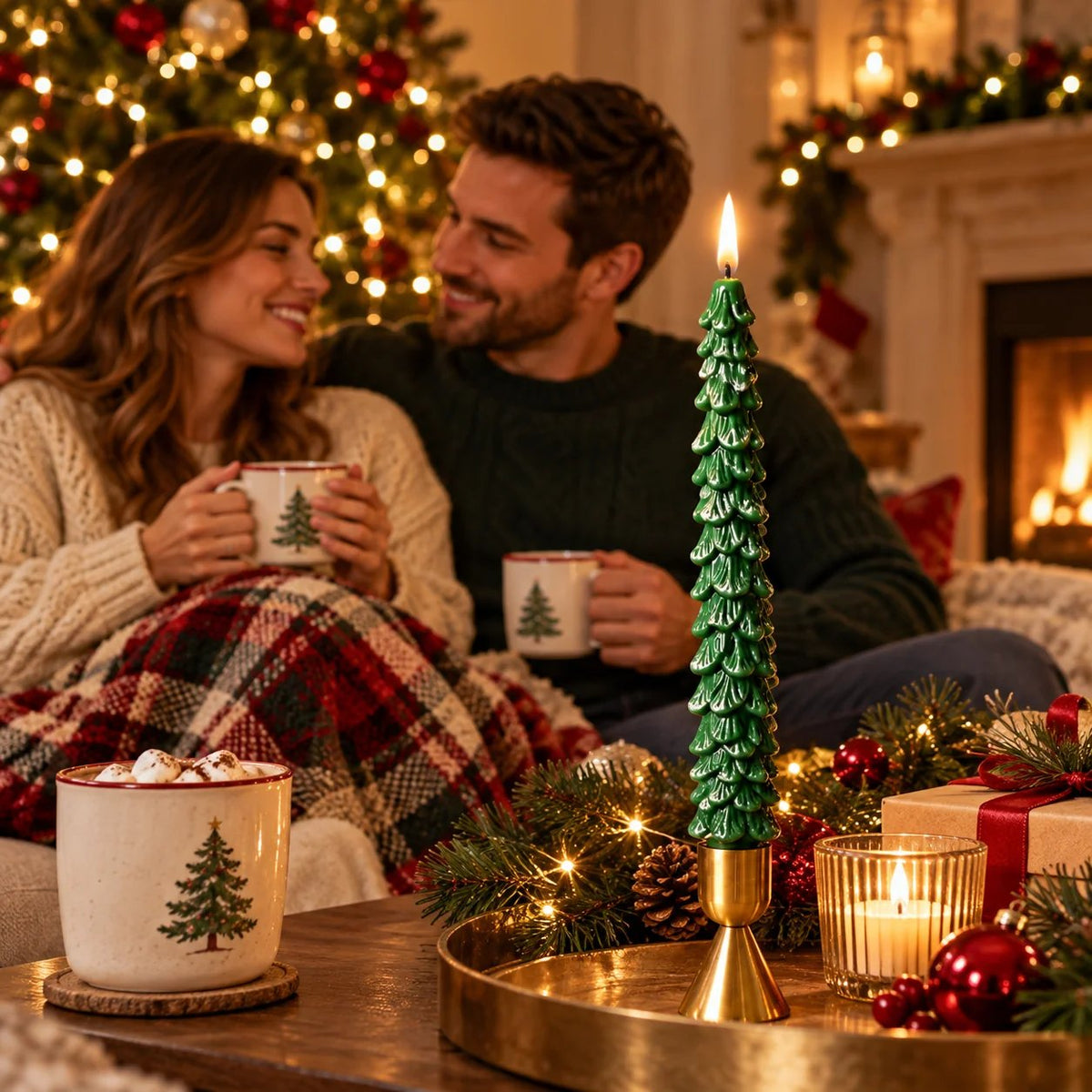 🎄 10-Inch Christmas Tree Candle – Add a Cozy Holiday Glow to Your Home! 🕯️🛒（Candlesticks not included）