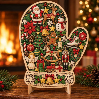 Intricate Christmas Keepsake Wooden Puzzle Ornaments – Artistic Festive Tabletop Décor