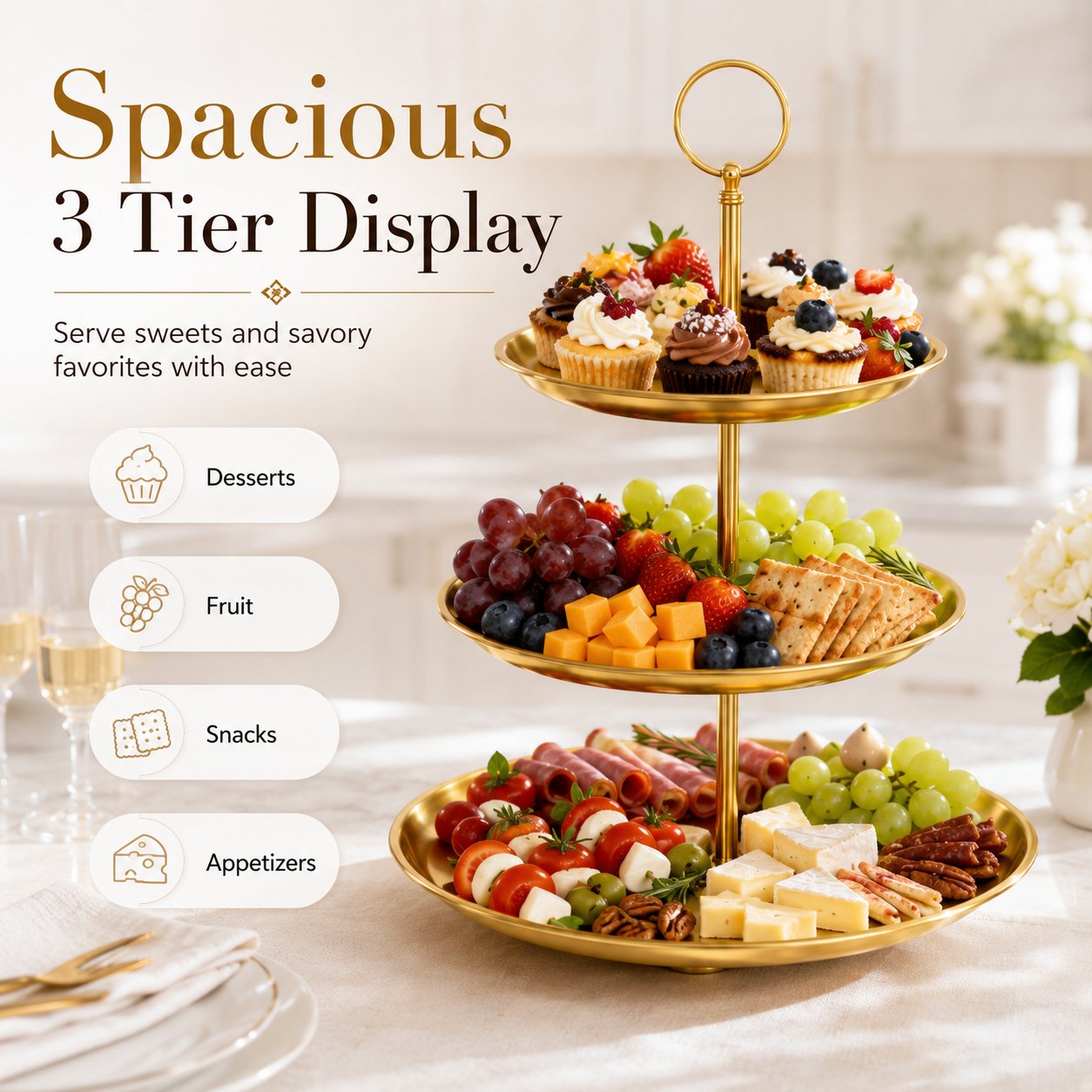 💛 Elegant 3-Tier Gold Dessert Stand – Turn Every Celebration Into Something Special