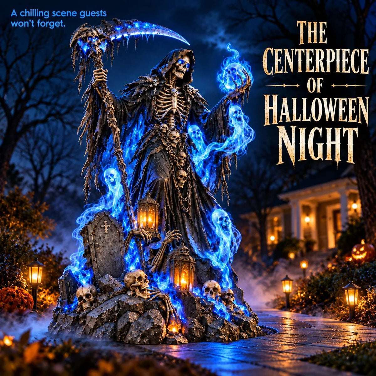 💀👻 Giant Glowing Grim Reaper – Haunted Blue Spirit Halloween Yard Display