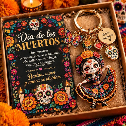 Día de Muertos Charm Keychain | 4 Colorful Floral & Skull-Inspired Styles